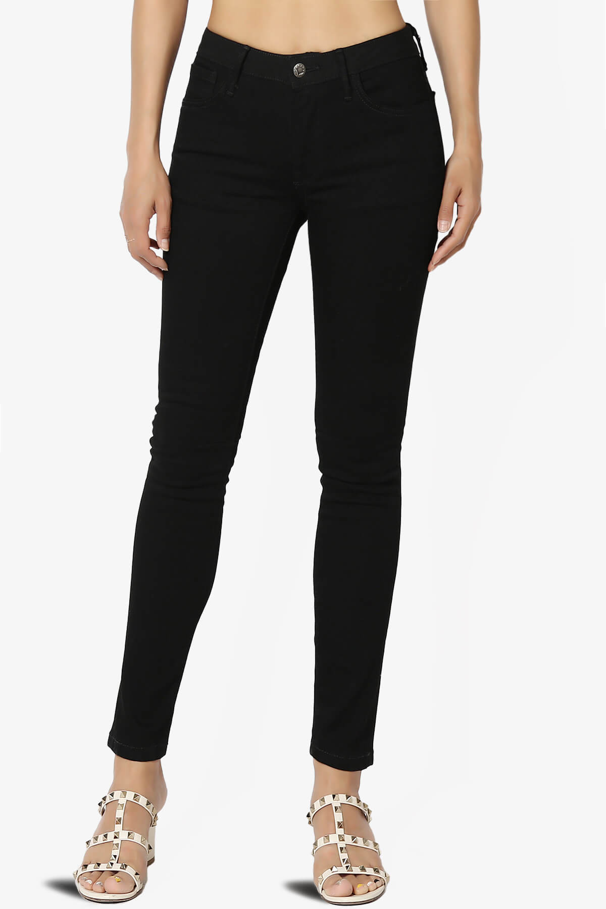 Load image into Gallery viewer, Jigott Knee Dart Washed Skinny Jeans BLACK_1
