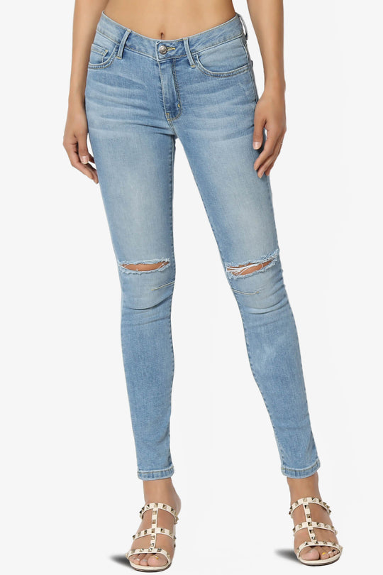 TheMogan Women's Curvy Butt Elastic Waist Comfort Stretch Skinny Jeans Dark  7 