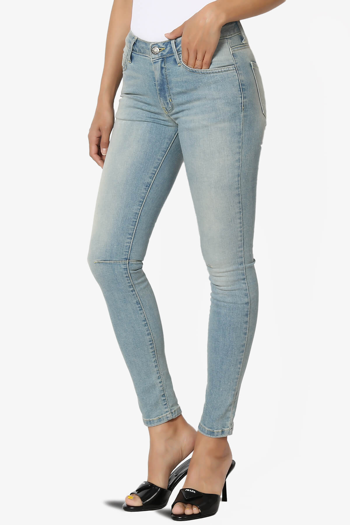 Load image into Gallery viewer, Jigott Knee Dart Washed Skinny Jeans LIGHT_3
