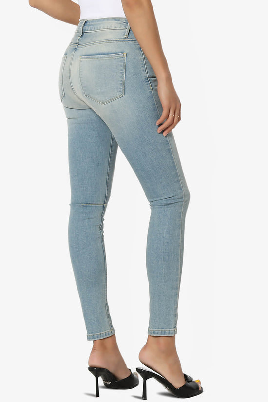 Load image into Gallery viewer, Jigott Knee Dart Washed Skinny Jeans LIGHT_4
