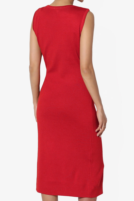 Load image into Gallery viewer, Jordyn Lace-Up Knit Midi Dress RED_4
