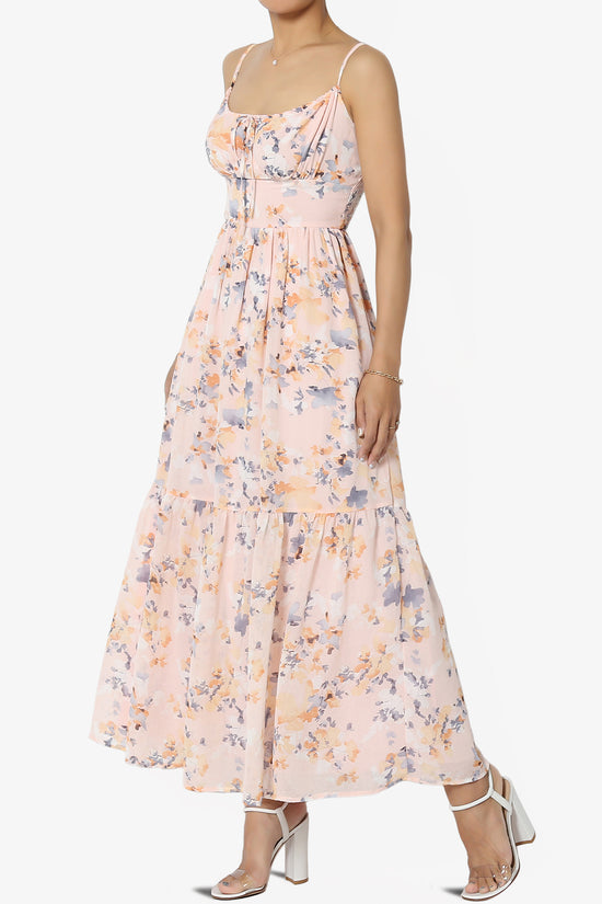 Vows Floral Chiffon Cami Midi Dress in Pink