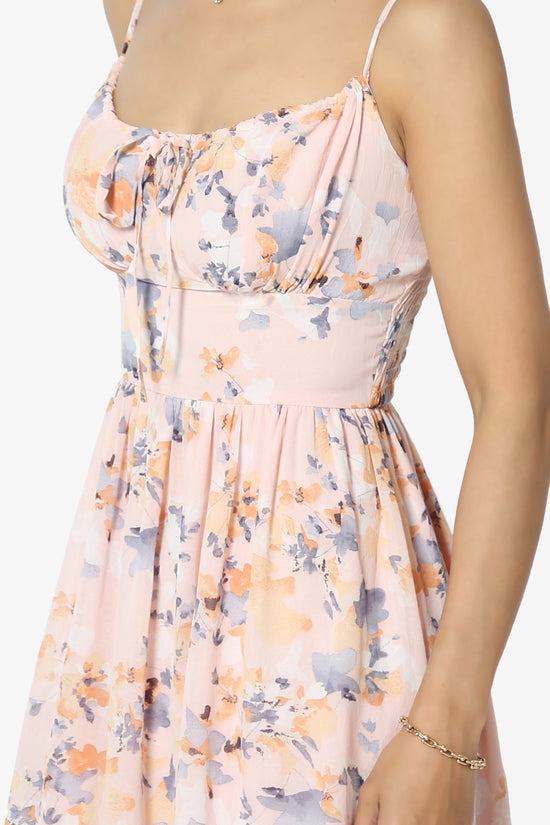 Vows Floral Chiffon Cami Midi Dress in Pink