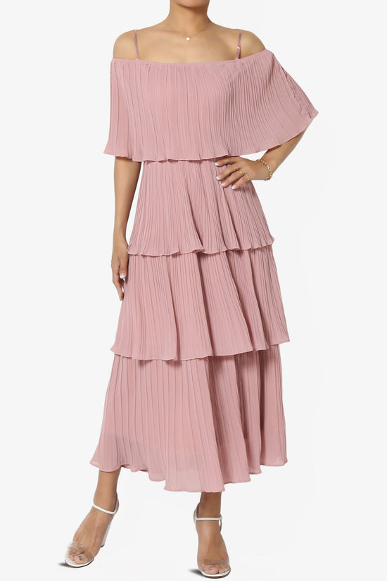 Load image into Gallery viewer, Kye Off Shoulder Tiered Dress in Mauve
