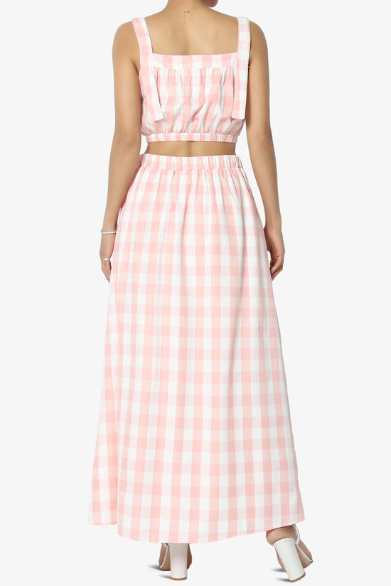 Hamiss Gingham Crop Top & Flare Skirt Set in Pink