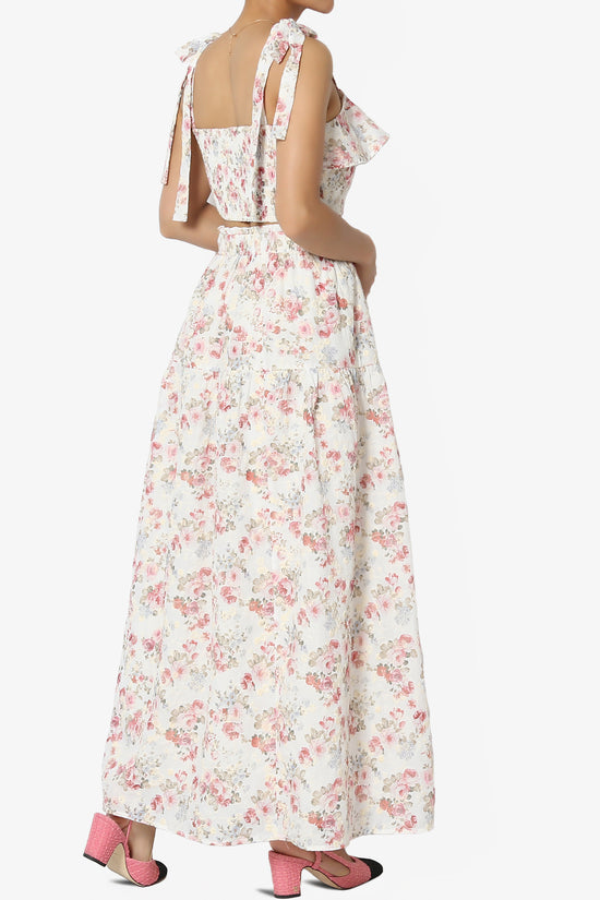 Twice Floral Ruffle Crop Top & A-Line Skirt Set in Pink