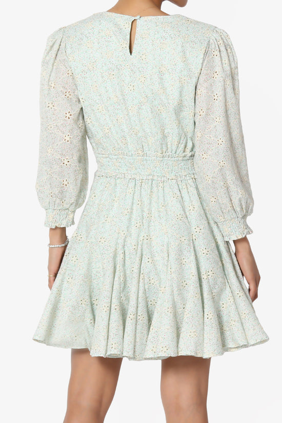 Load image into Gallery viewer, Clarabeth Embroidered 3/4 Sleeve Fit &amp;amp; Flare Dress
