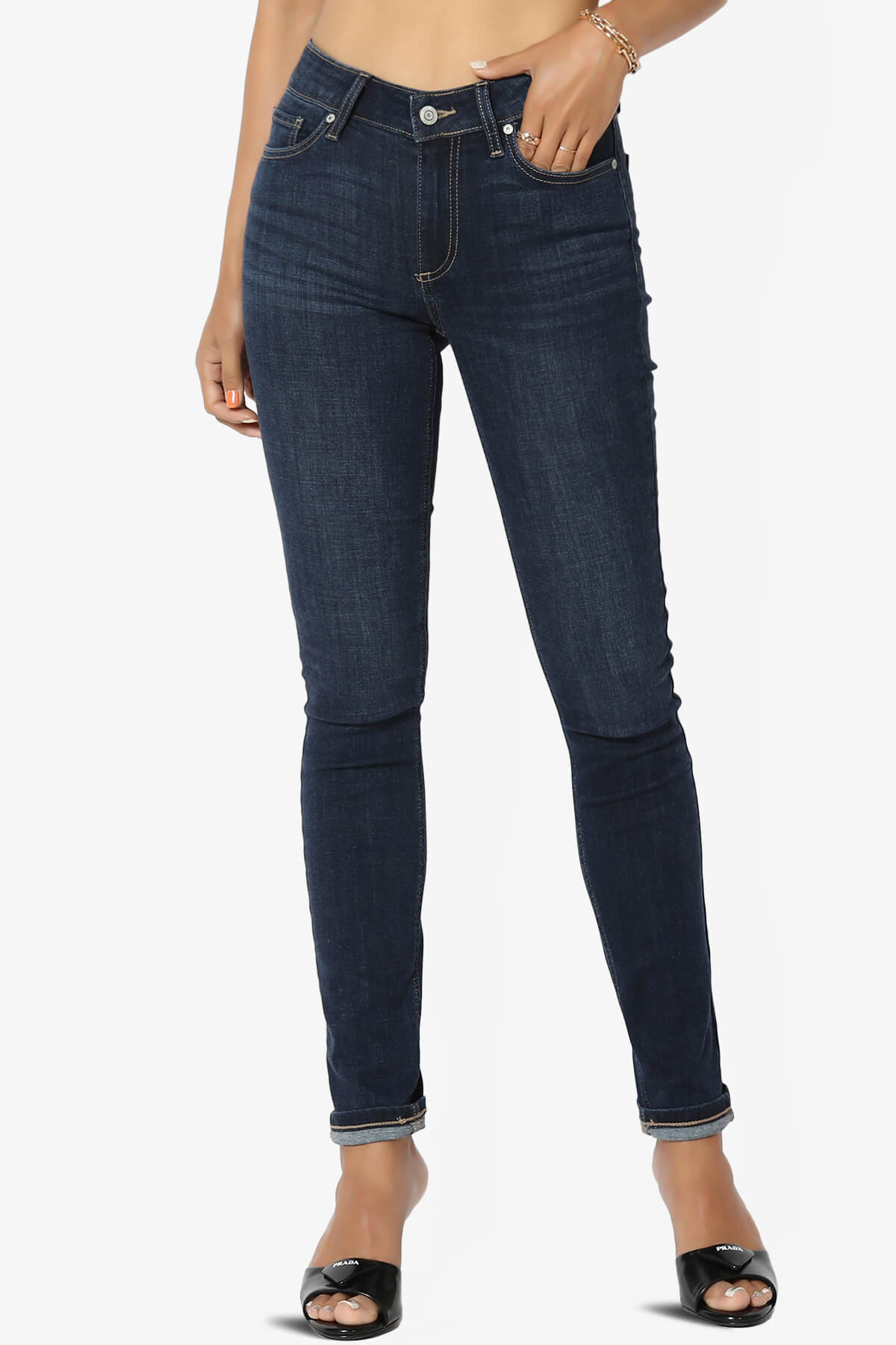 Jude Mid Rise Ankle Skinny Jeans in Bseat DARK_1