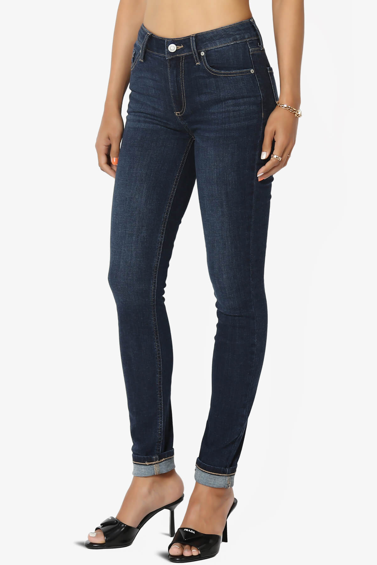 Jude Mid Rise Ankle Skinny Jeans in Bseat DARK_3
