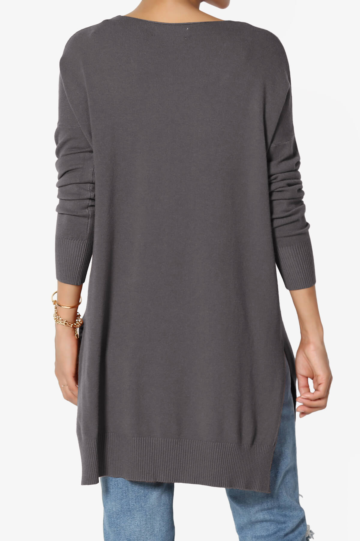 Load image into Gallery viewer, Katana Front Seam V-Neck Knit Sweater ASH GREY_2
