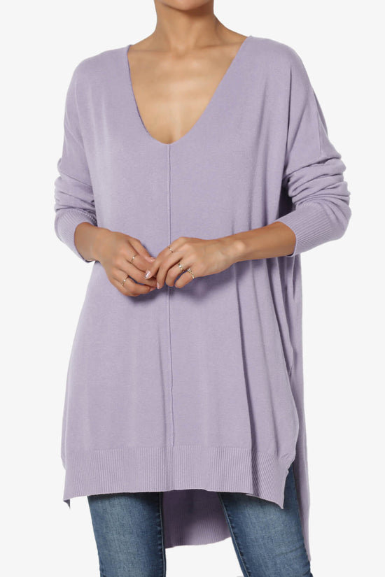 Load image into Gallery viewer, Katana Front Seam V-Neck Knit Sweater ASH LAVENDER_1
