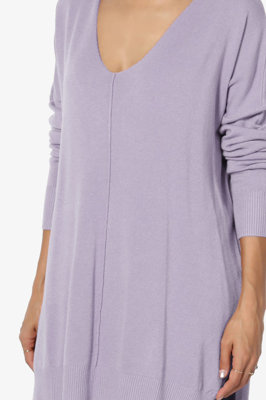Load image into Gallery viewer, Katana Front Seam V-Neck Knit Sweater ASH LAVENDER_5
