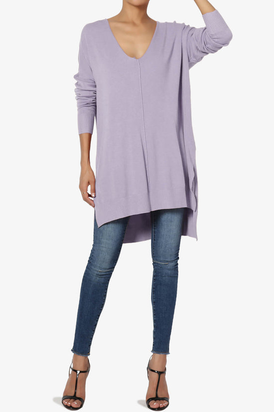 Load image into Gallery viewer, Katana Front Seam V-Neck Knit Sweater ASH LAVENDER_6
