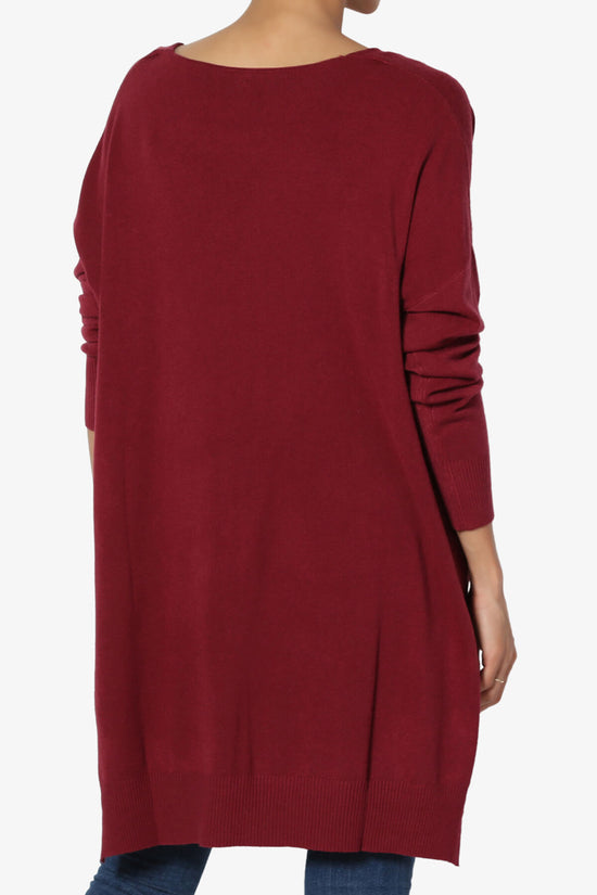 Load image into Gallery viewer, Katana Front Seam V-Neck Knit Sweater BURGUNDY_2
