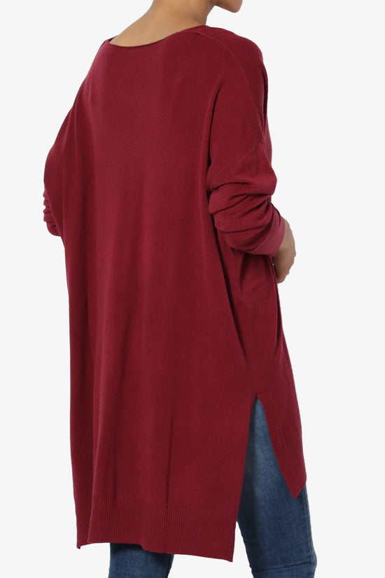 Load image into Gallery viewer, Katana Front Seam V-Neck Knit Sweater BURGUNDY_4
