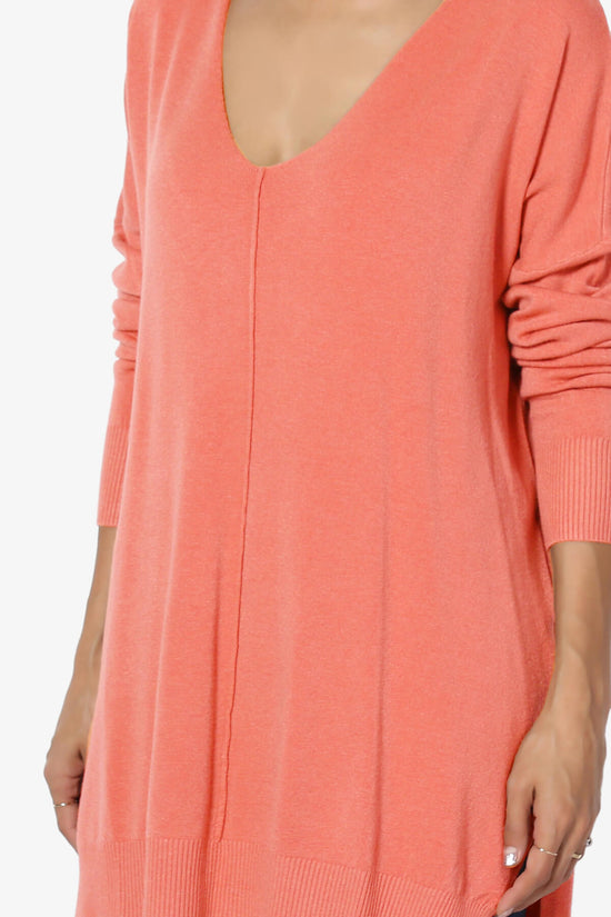 Load image into Gallery viewer, Katana Front Seam V-Neck Knit Sweater CORAL_5
