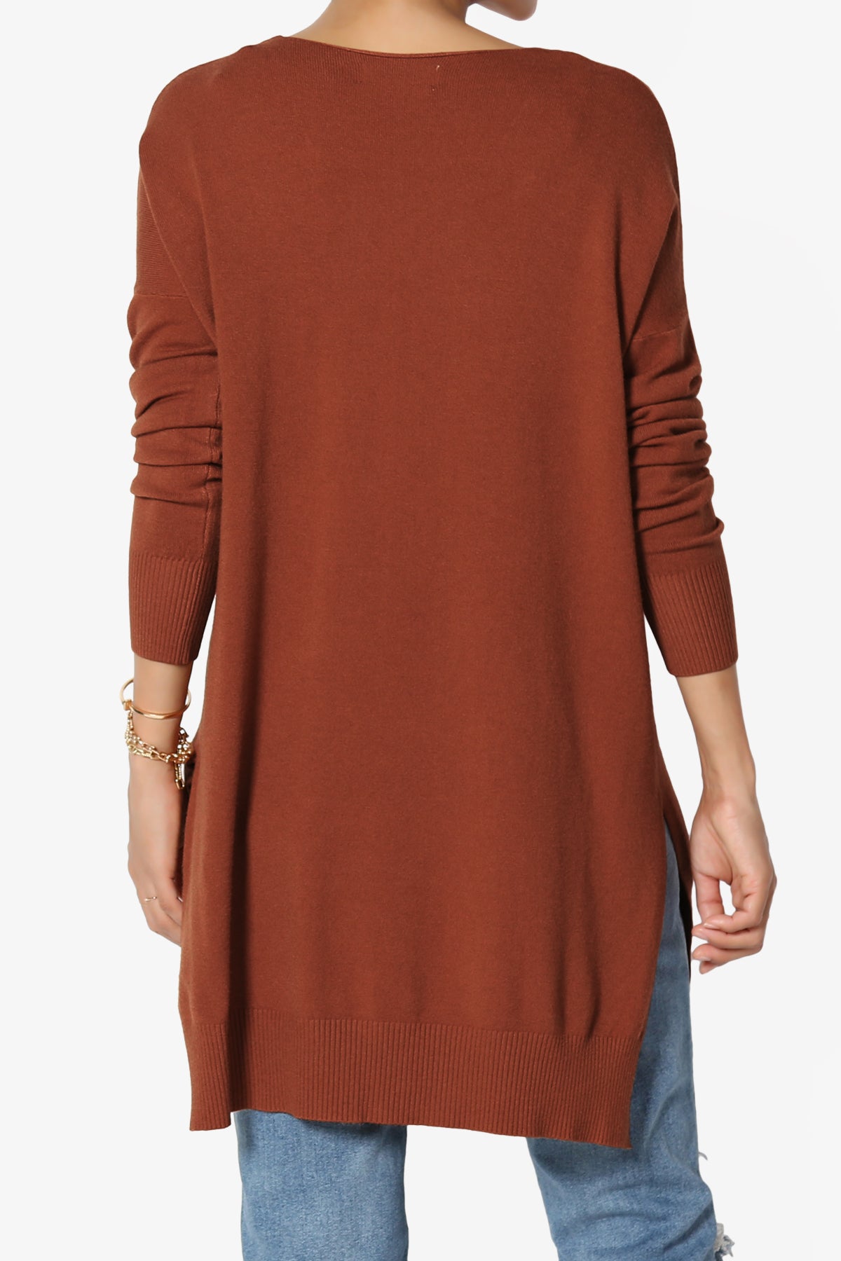 Load image into Gallery viewer, Katana Front Seam V-Neck Knit Sweater DARK RUST_2

