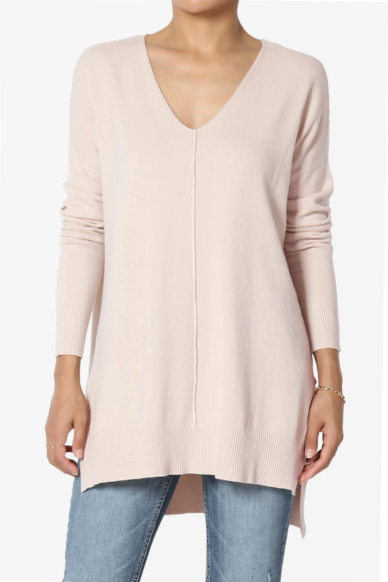 Load image into Gallery viewer, Katana Front Seam V-Neck Knit Sweater DUSTY BLUSH_1
