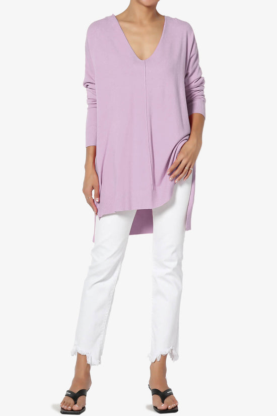 Load image into Gallery viewer, Katana Front Seam V-Neck Knit Sweater DUSTY LAVENDER_6
