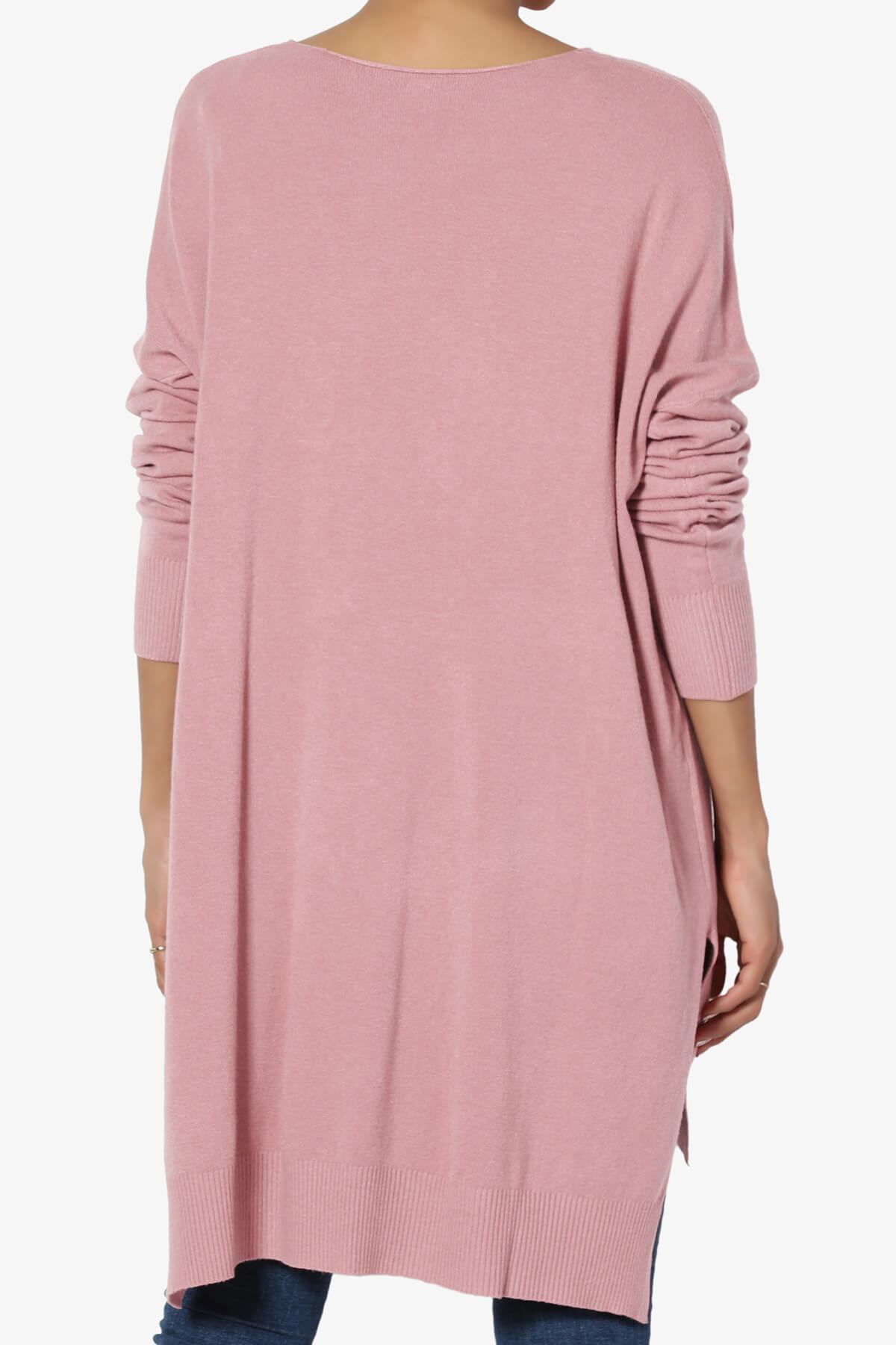 Katana Front Seam V-Neck Knit Sweater LIGHT ROSE_2