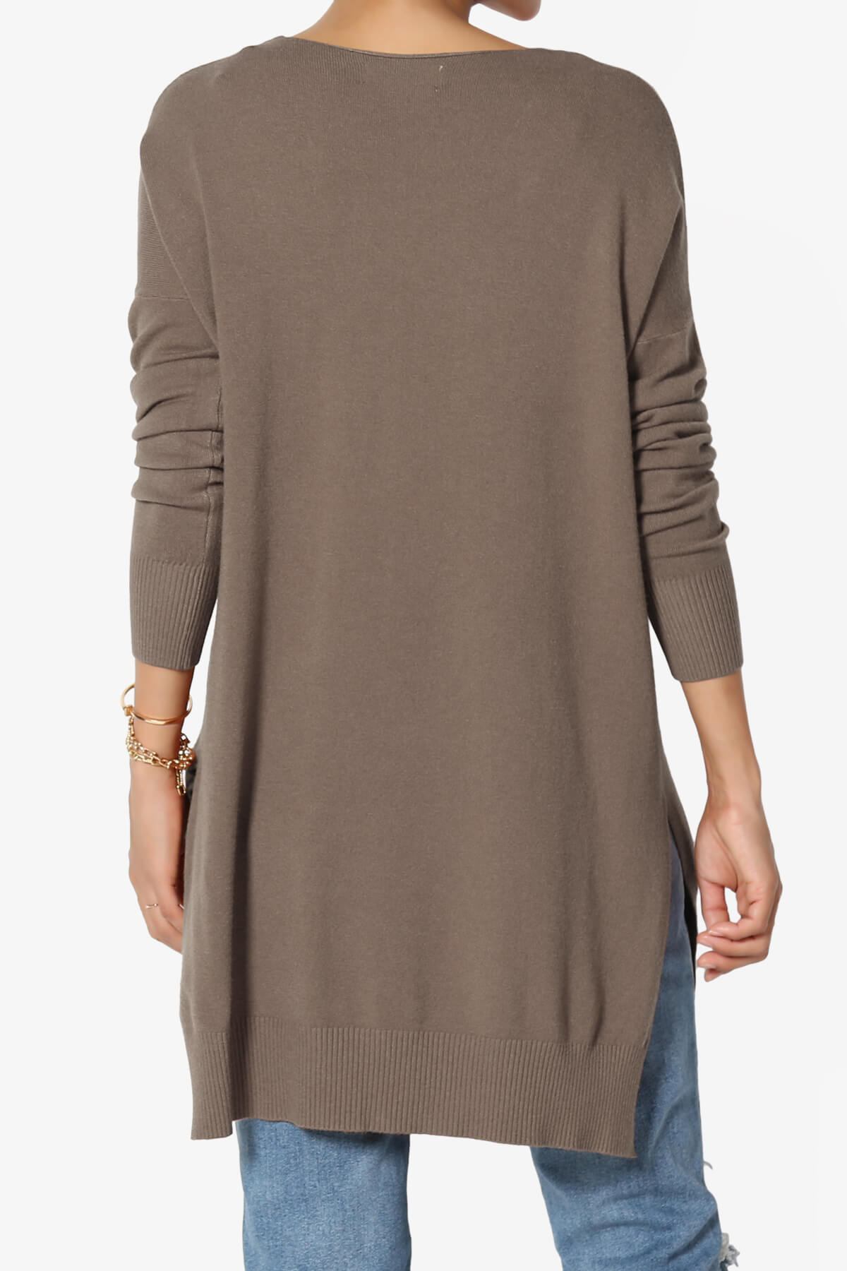 Load image into Gallery viewer, Katana Front Seam V-Neck Knit Sweater MOCHA_2
