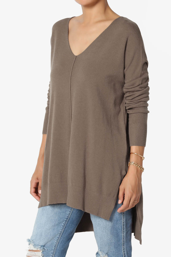 Load image into Gallery viewer, Katana Front Seam V-Neck Knit Sweater MOCHA_3
