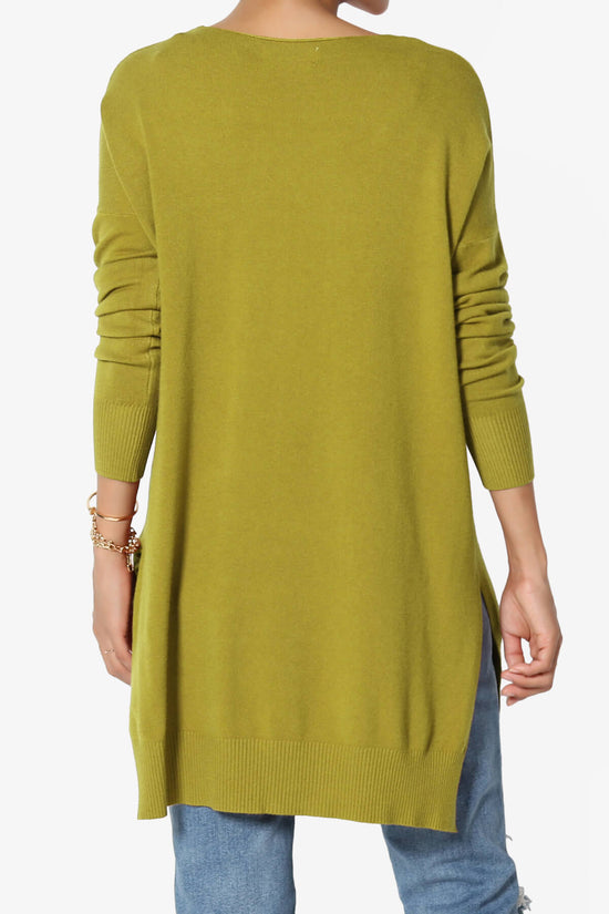 Load image into Gallery viewer, Katana Front Seam V-Neck Knit Sweater OLIVE MUSTARD_2
