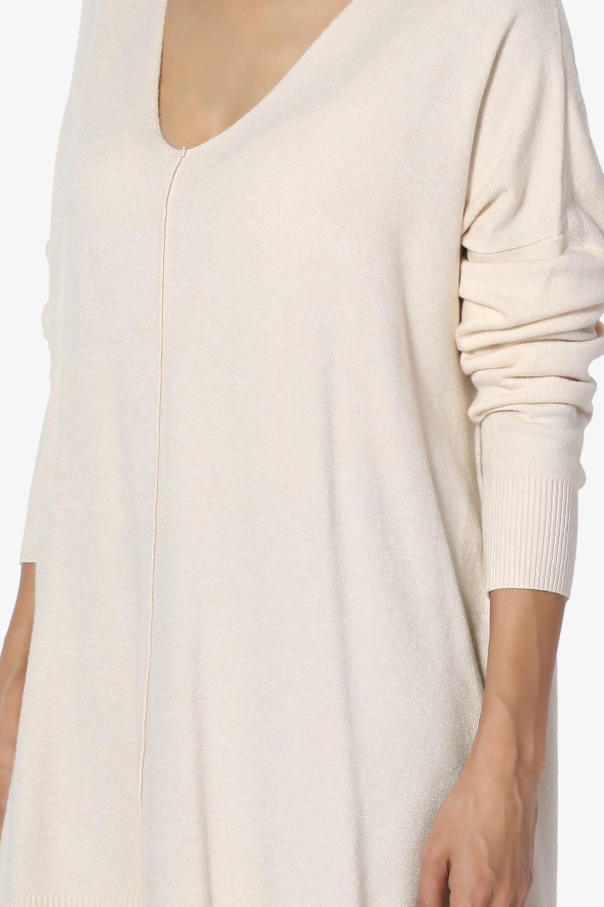 Load image into Gallery viewer, Katana Front Seam V-Neck Knit Sweater TAUPE_5
