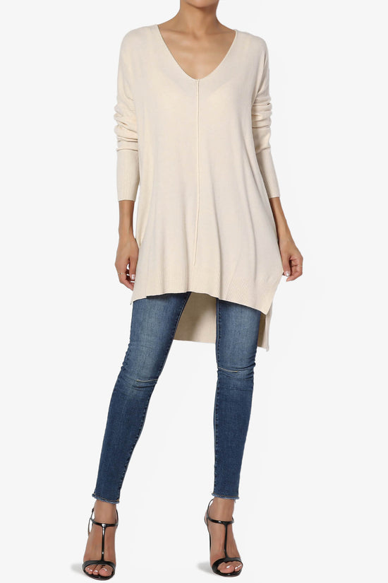Load image into Gallery viewer, Katana Front Seam V-Neck Knit Sweater TAUPE_6
