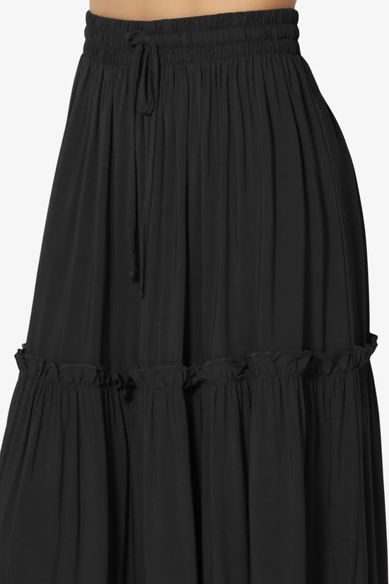 Load image into Gallery viewer, Kelton Ruffle Tiered Woven Maxi Skirt BLACK_5
