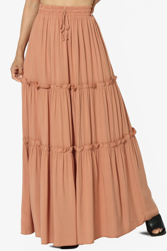 Load image into Gallery viewer, Kelton Ruffle Tiered Woven Maxi Skirt BUTTER ORANGE_1
