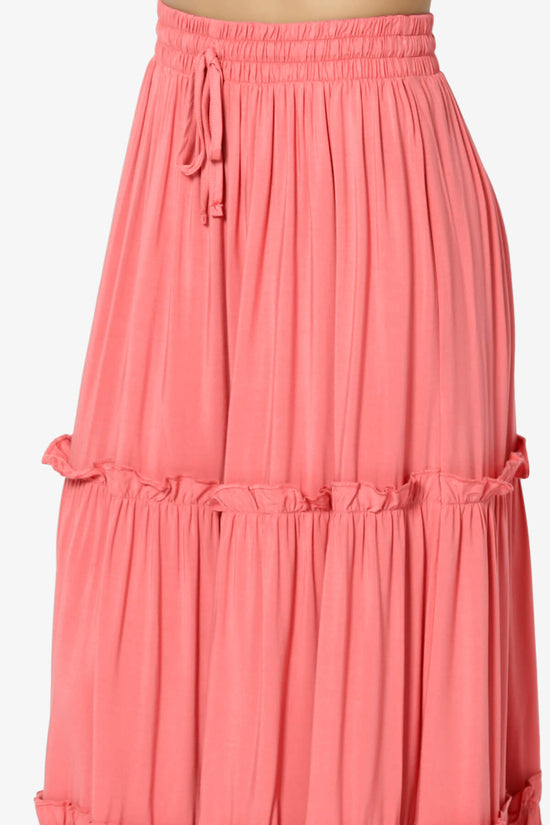 Load image into Gallery viewer, Kelton Ruffle Tiered Woven Maxi Skirt CORAL_5
