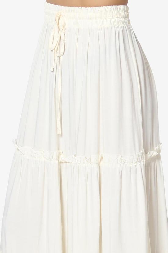 Load image into Gallery viewer, Kelton Ruffle Tiered Woven Maxi Skirt CREAM_5
