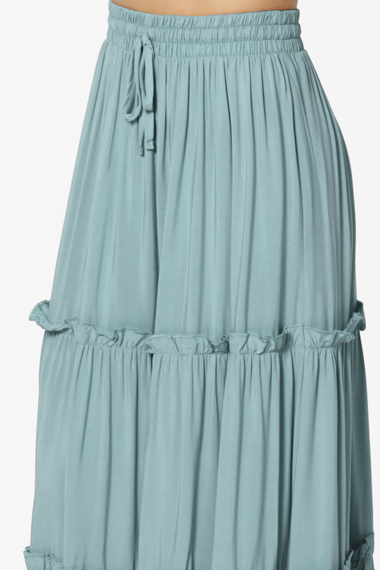 Load image into Gallery viewer, Kelton Ruffle Tiered Woven Maxi Skirt DUSTY BLUE_5
