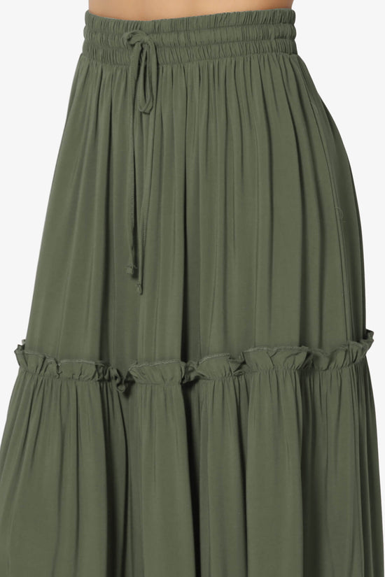 Load image into Gallery viewer, Kelton Ruffle Tiered Woven Maxi Skirt DUSTY OLIVE_5
