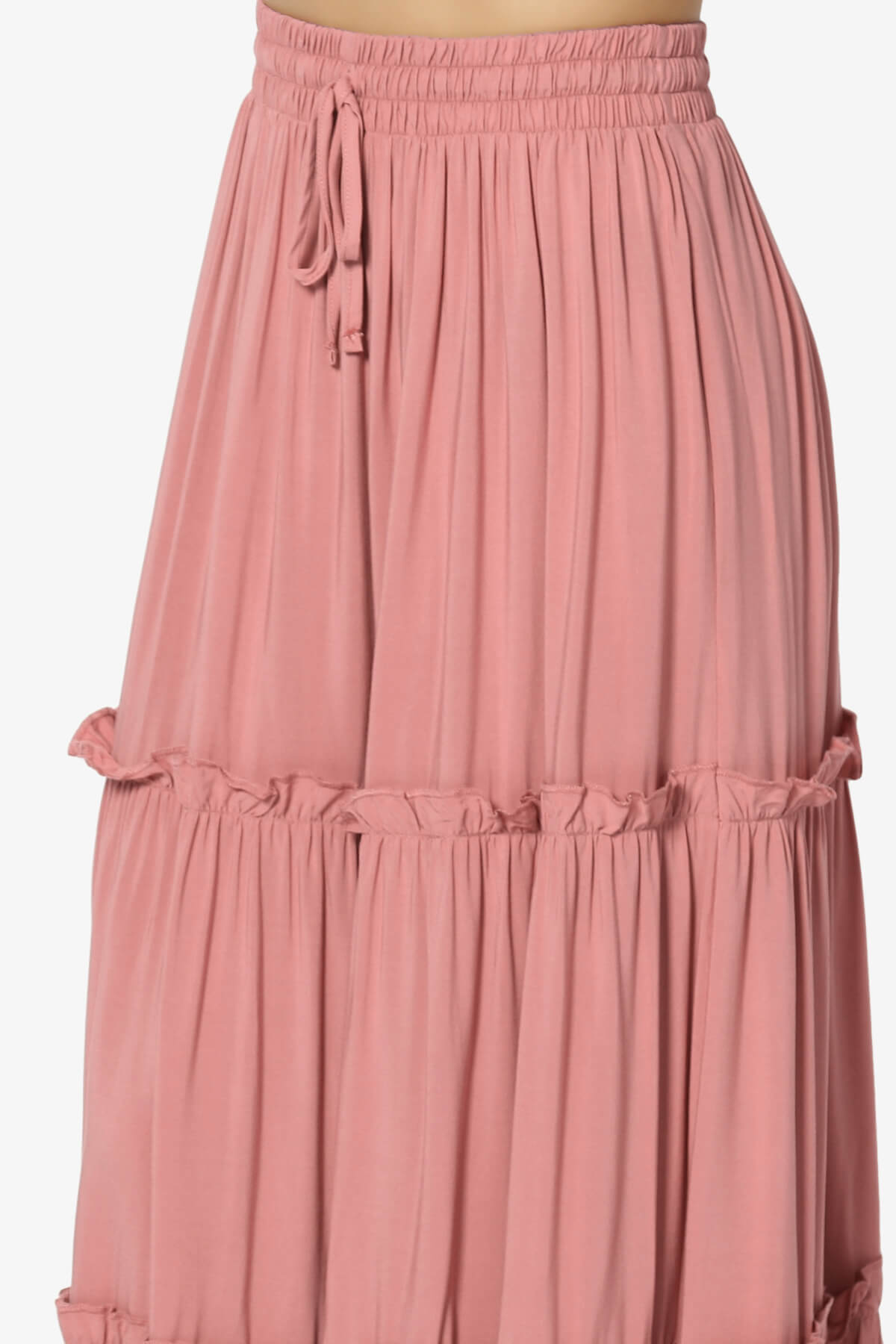 Load image into Gallery viewer, Kelton Ruffle Tiered Woven Maxi Skirt DUSTY ROSE_5
