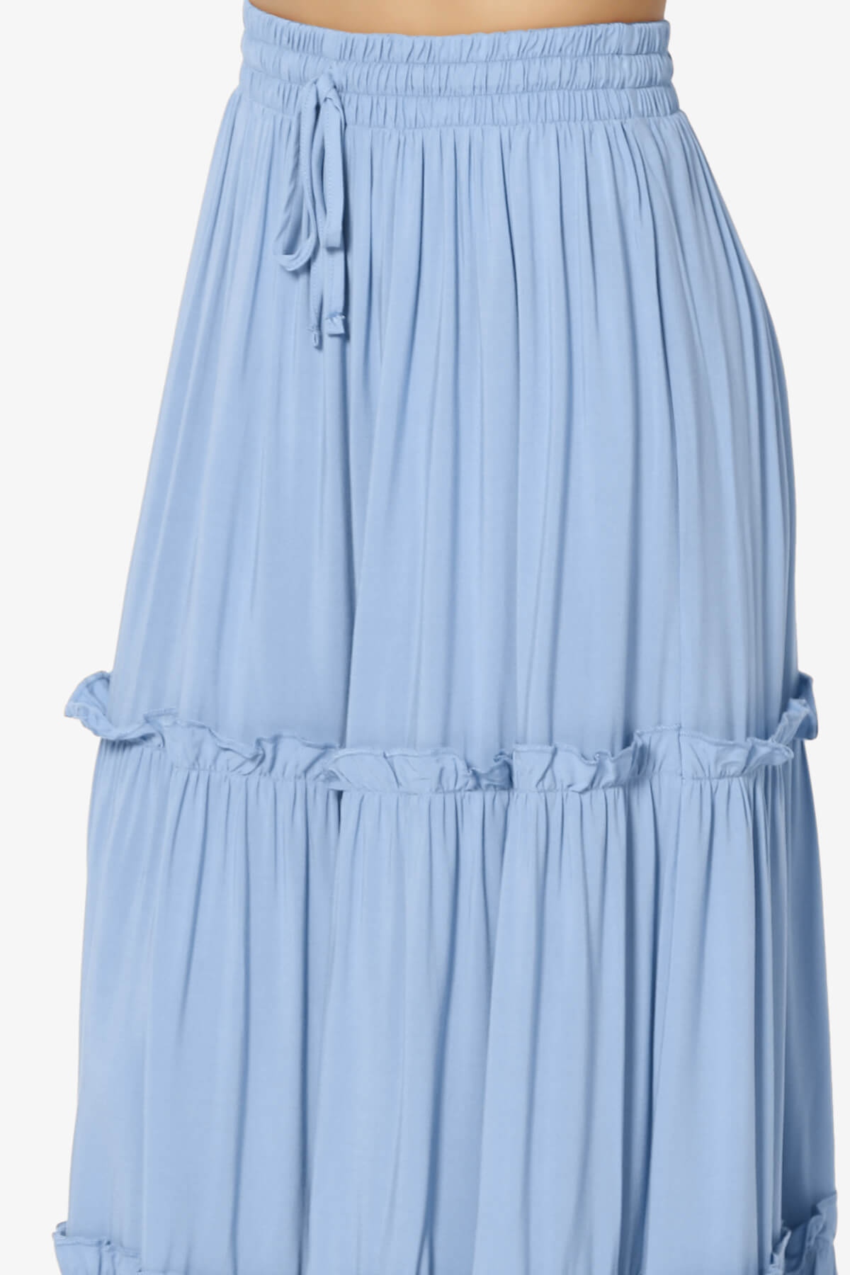 Kelton Ruffle Tiered Woven Maxi Skirt LIGHT BLUE_5