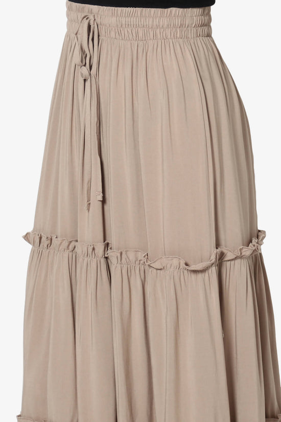 Kelton Ruffle Tiered Woven Maxi Skirt LIGHT MOCHA_5