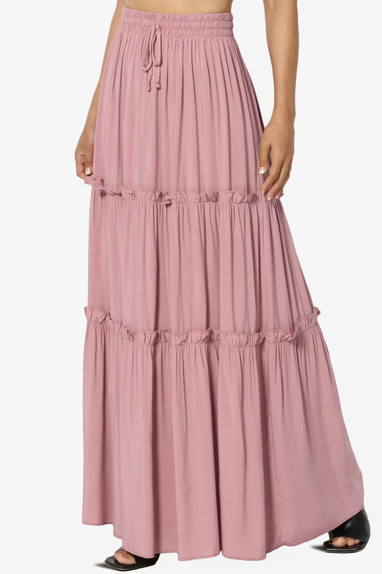Kelton Ruffle Tiered Woven Maxi Skirt LIGHT ROSE_3