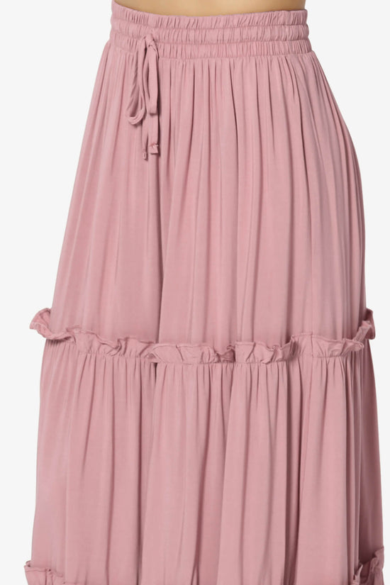 Load image into Gallery viewer, Kelton Ruffle Tiered Woven Maxi Skirt LIGHT ROSE_5
