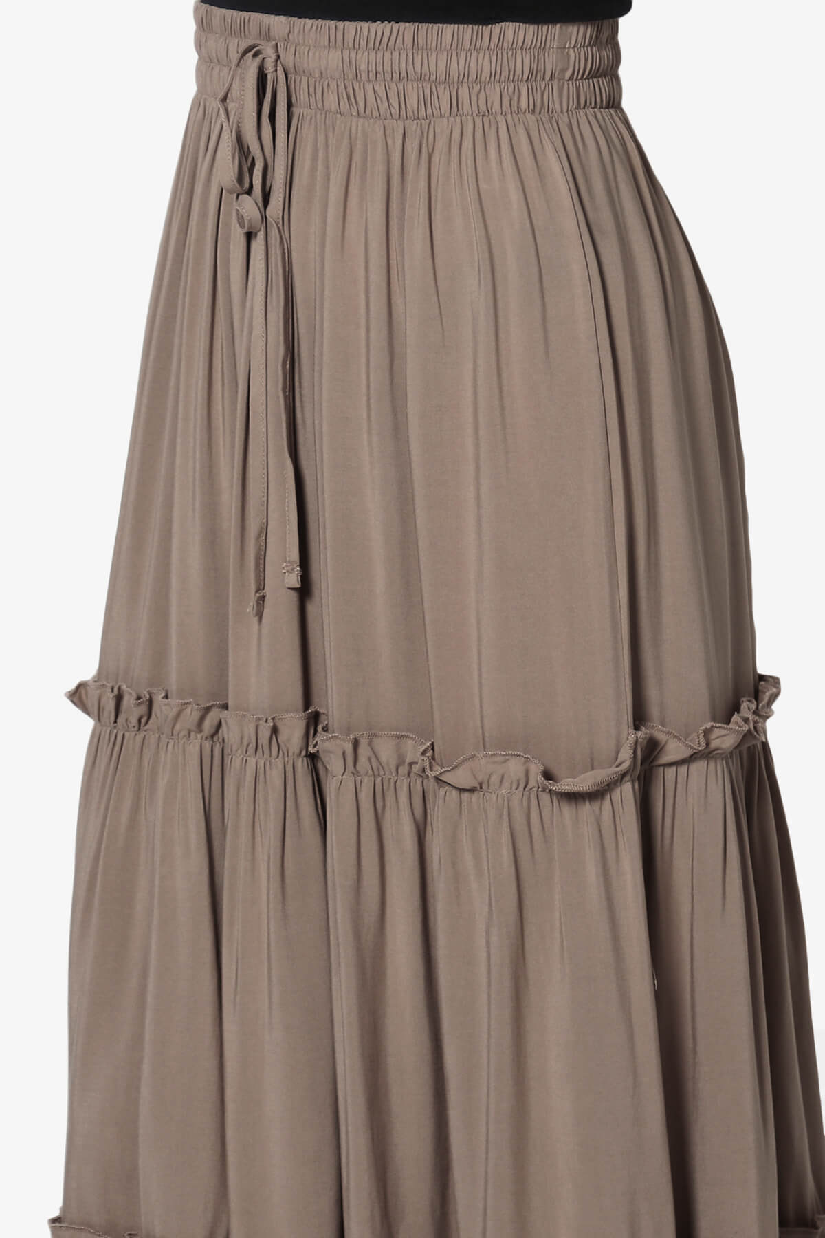 Kelton Ruffle Tiered Woven Maxi Skirt MOCHA_5