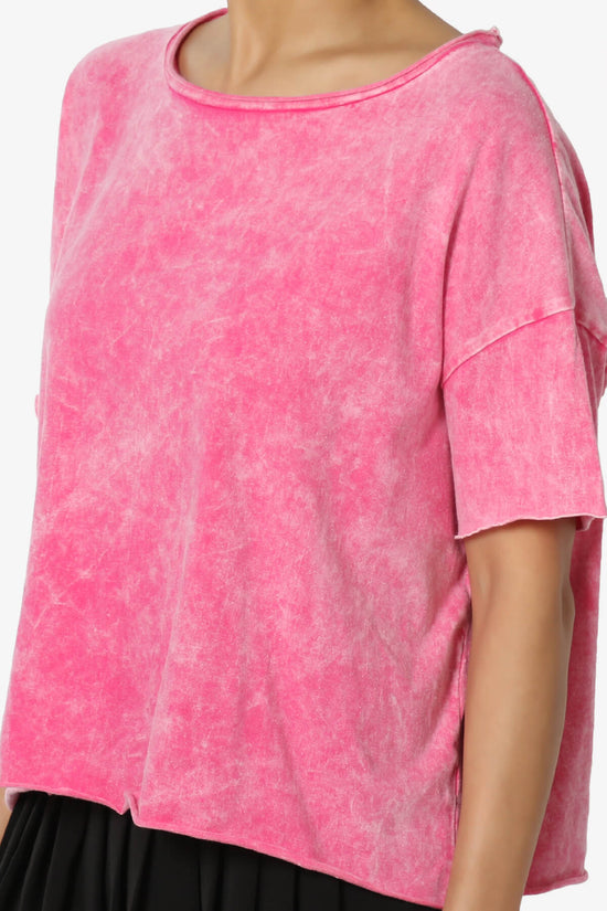 Load image into Gallery viewer, Kiralin Acid Wash Short Sleeve Crop T-Shirt HOT PINK_5
