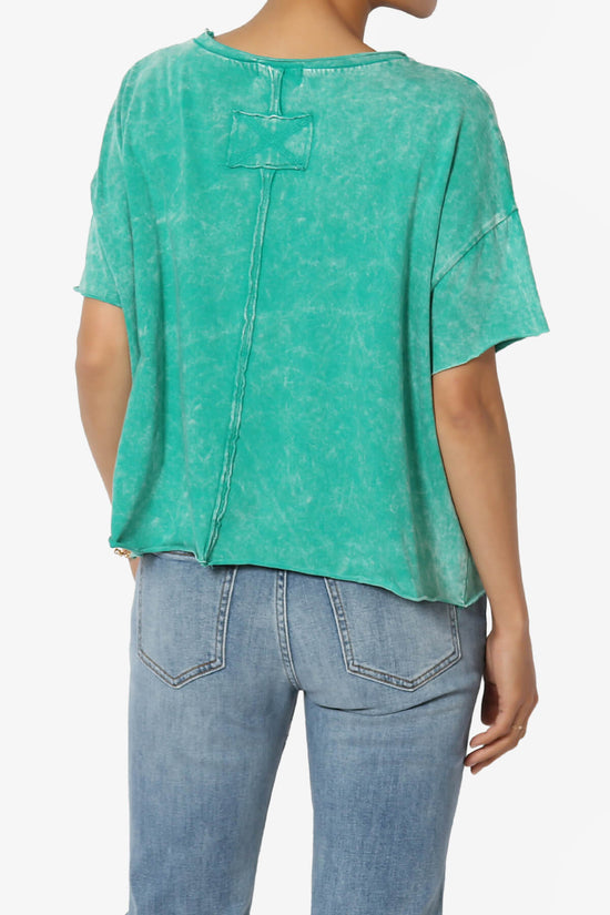 Kiralin Acid Wash Short Sleeve Crop T-Shirt KELLY GREEN_2