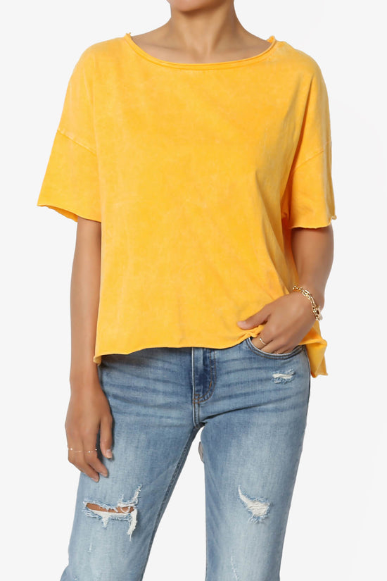 Kiralin Acid Wash Short Sleeve Crop T-Shirt YELLOW GOLD_1