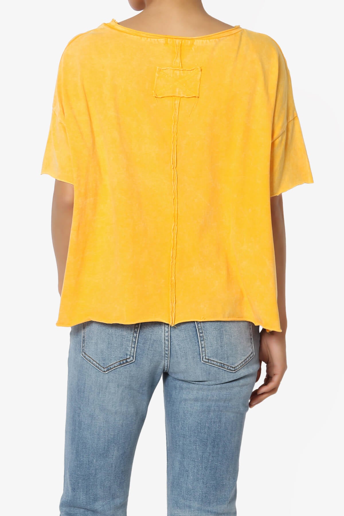 Kiralin Acid Wash Short Sleeve Crop T-Shirt YELLOW GOLD_2