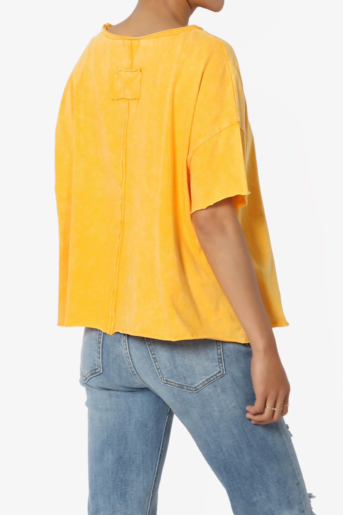 Kiralin Acid Wash Short Sleeve Crop T-Shirt YELLOW GOLD_4