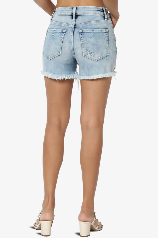 Lando High Waisted Distressed Denim Shorts LIGHT_2