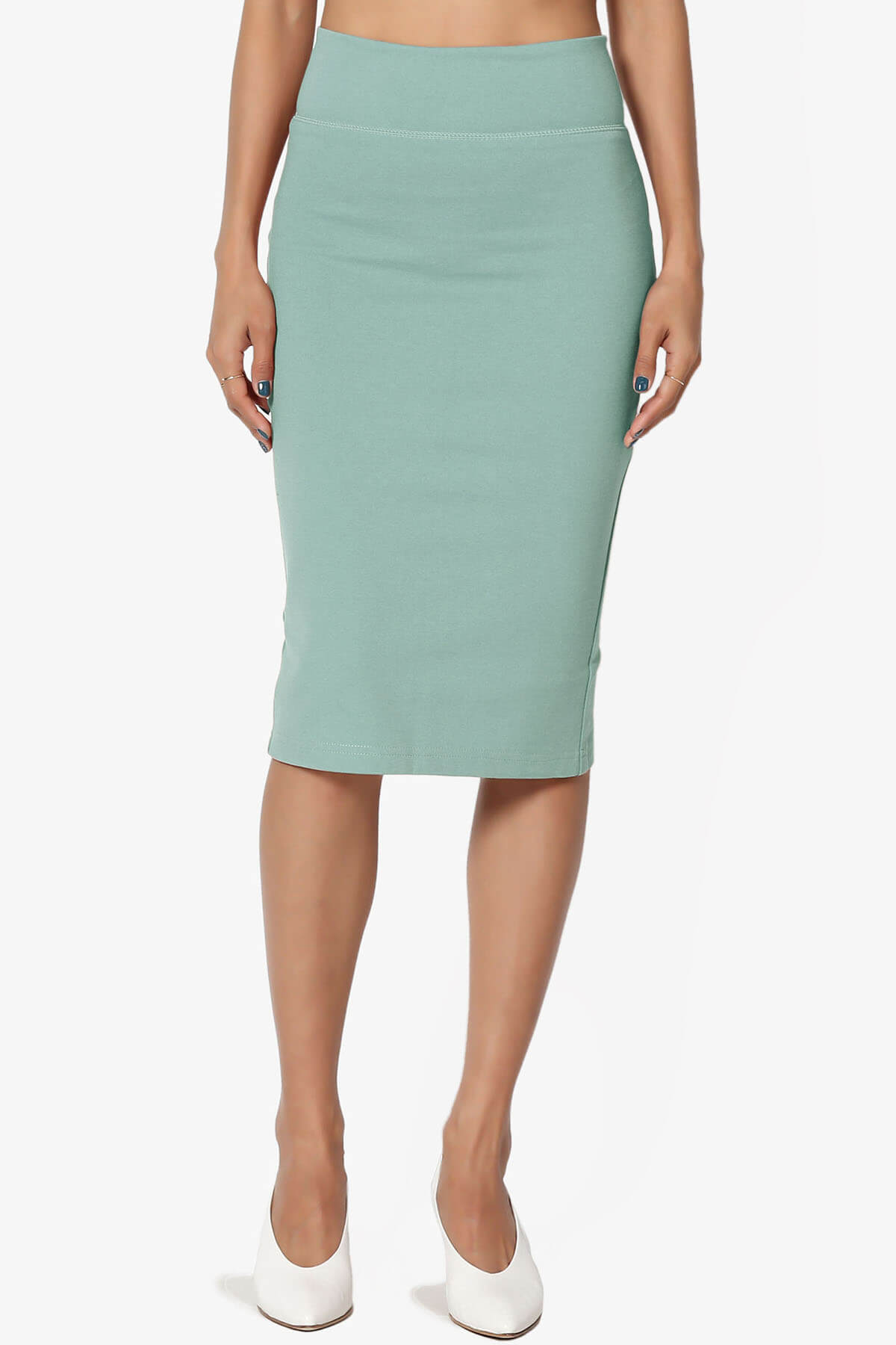 Load image into Gallery viewer, Levitate Thick Ponte Knee Skirt ASH MINT_1
