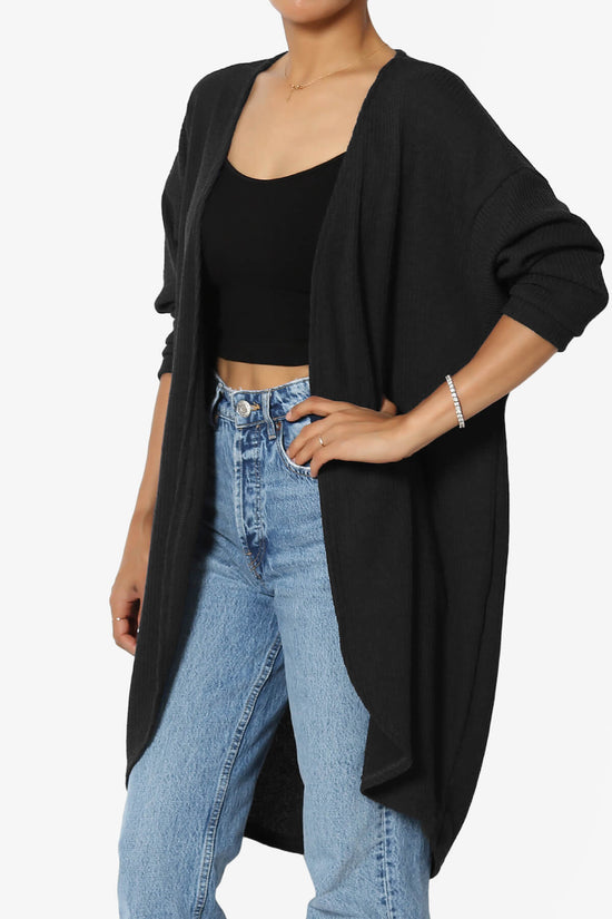 Load image into Gallery viewer, Lexa Ribbed Knit Open Front Cardigan BLACK_3
