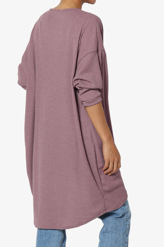 Load image into Gallery viewer, Lexa Ribbed Knit Open Front Cardigan DARK MAUVE_4
